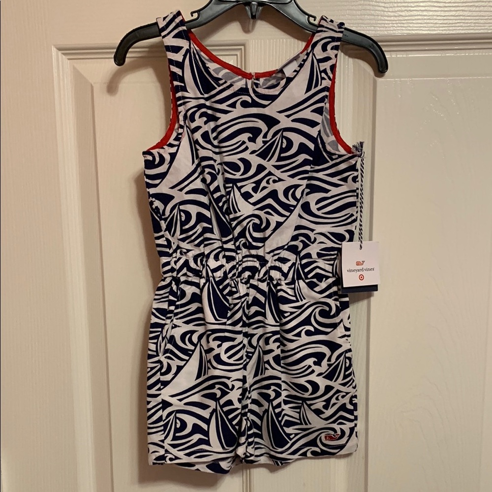 Vineyard Vines Navy and White Patterned Romper w/ Pockets